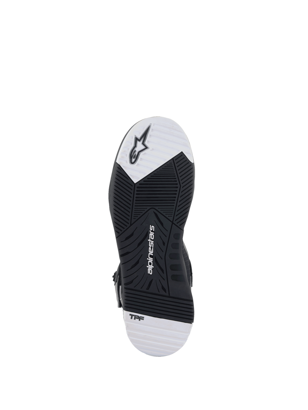 Alpinestars Scarpe Speedflight Street, suola per scarpe da moto urban in gomma a doppia densità, nera e bianca, con tecnologia TPF e logo Alpinestars.