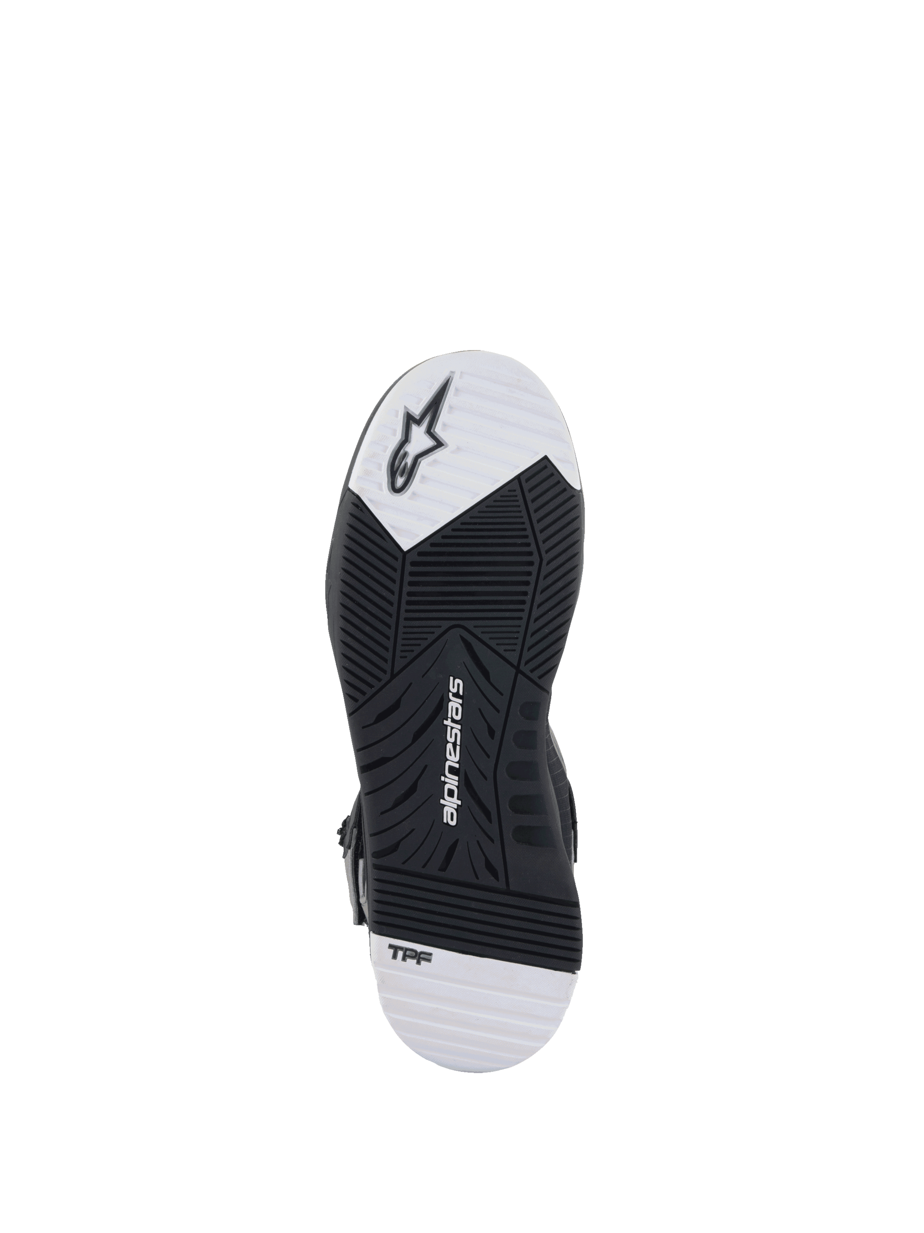 Alpinestars Scarpe Speedflight Street, suola per scarpe da moto urban in gomma a doppia densità, nera e bianca, con tecnologia TPF e logo Alpinestars.