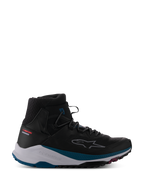Alpinestars Speedforce XR Shoes, sneaker da moto urban alta nera, colletto alla caviglia in mesh traspirante testurizzato, intersuola bianca con accenti verde petrolio, suola nera robusta con dettagli rosa, logo a stella tratteggiato sul lato, collezione Urban Series, calzatura moderna per guida urbana