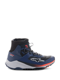 Alpinestars Speedforce XR Shoes, sneaker da moto urban alte, blu e nero con accenti rossi, suola robusta grigio chiaro, texture in mesh sulla caviglia, vista laterale