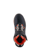 Alpinestars Speedstreet Shoes, scarpe da moto, Nero Mandorla Arancione Acceso, vista dall'alto con tomaia in microfibra nera e accenti arancioni, lacci grigio mandorla e fascia ergonomica con chiusura a strappo, design urbano ispirato al motorsport