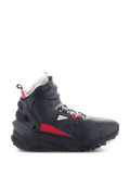 Alpinestars Speedstreet Shoes, scarpe da moto, nero, ecru e rosso acceso, profilo laterale modello alto, design ispirato allo streetwear, colletto imbottito, suola spessa con marchio TPF, equipaggiamento protettivo per la guida urbana