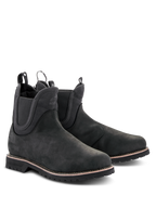Scarpe Alpinestars Turnstone, stivali da moto neri stile Chelsea, tomaia in pelle bovina opaca con pannelli laterali elastici e linguette posteriori, calzature da guida urbana con suola carrarmato robusta e cuciture bianche sul guardolo