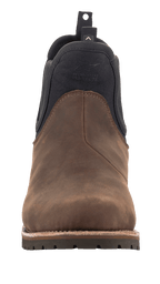 Alpinestars Turnstone Shoes, Chocolate brown, Chelsea boot-style motorcycle riding shoes, front view featuring bovine leather construction and a durable lugged sole