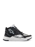 Alpinestars Speedflight Shoes, scarpe da moto alte, nero, grigio e bianco, con logo a stella bianco, pannelli laterali con motivo ripstop testurizzato e suola bianca spessa con design geometrico e marchio TPF