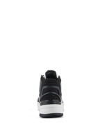 Alpinestars Scarpe Speedflight, scarpe da moto tecniche, nero, grigio e bianco, vista posteriore che mette in risalto il contrafforte asimmetrico in TPU sul tallone con logo, intersuola bianca e design sportivo urbano
