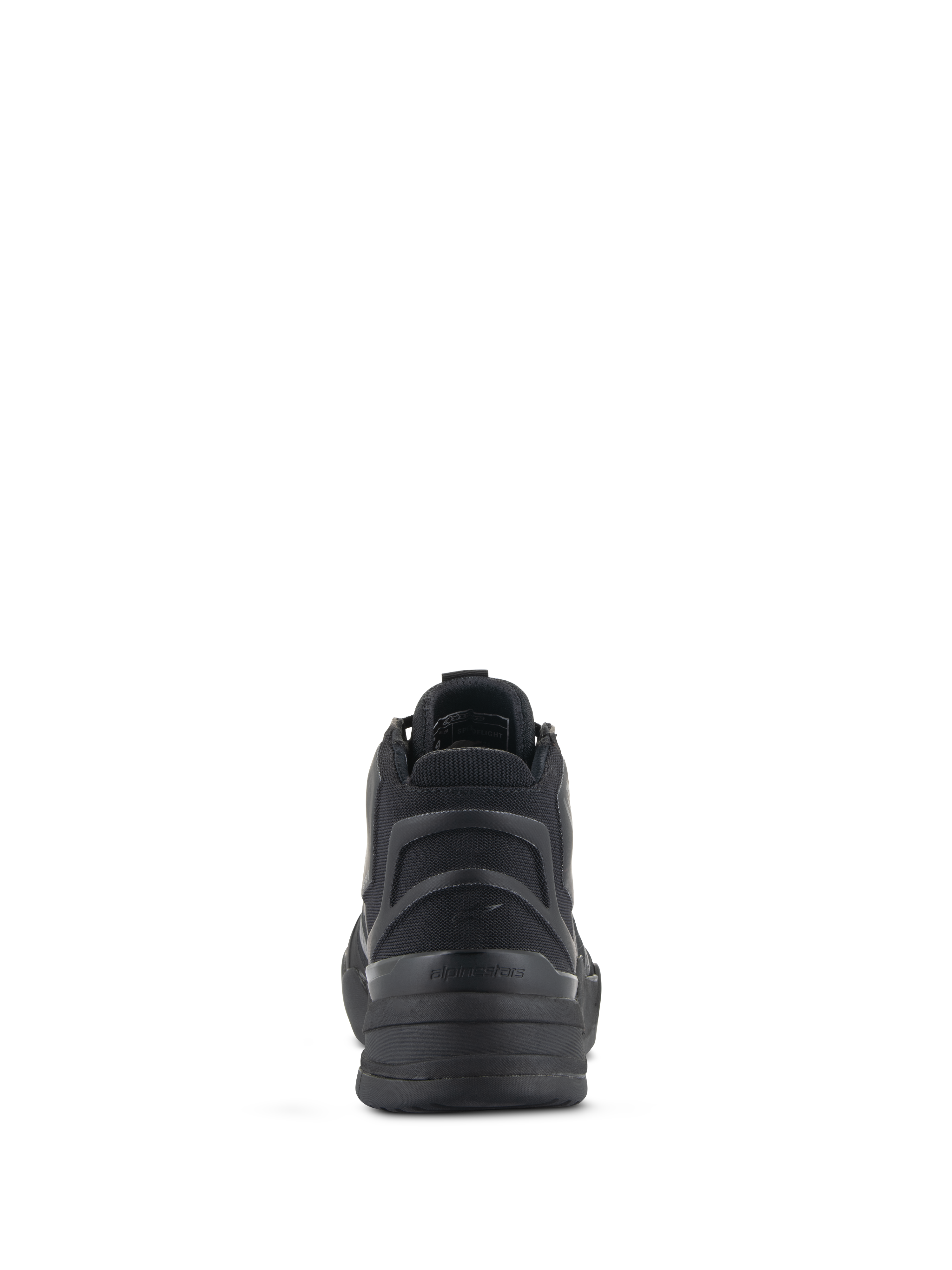 Alpinestars Speedflight Riding Shoes, nero, vista posteriore con contrafforte del tallone asimmetrico in TPU e tallone semirigido sagomato, calzature in stile urban sport per il motociclismo