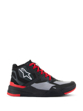 Alpinestars Speedflight Shoes, scarpe da moto alte, nero e rosso vivace con pannelli grigi, logo a stella bianco, lacci rossi e design sportivo urbano con intersuola TPF
