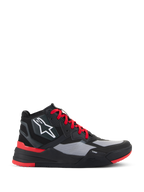 Alpinestars Speedflight Shoes, scarpe da moto alte, nero e rosso vivace con pannelli grigi, logo a stella bianco, lacci rossi e design sportivo urbano con intersuola TPF