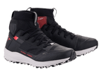 Scarpe Alpinestars Speedforce, scarpe da moto a taglio alto, nero, bianco e rosso, silhouette da scarpa da running, tomaia in tessuto MATRYX, intersuola bianca e logo Alpinestars rosso, calzatura tecnica urban per guida su strada
