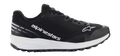 Scarpe Alpinestars Meta Road V2, calzatura sportiva nera con spessa suola bianca, marchio Alpinestars e logo a stella bianchi, tomaia in mesh testurizzato, lacci neri e suola esterna con grip robusto, design sportivo leggero per abbigliamento da lavoro del team di gara e uso casual