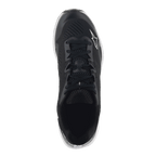 Scarpe Alpinestars Meta Road V2, calzature sportswear, nero e bianco, vista dall'alto che mostra la tomaia in rete sintetica traspirante, lacci neri e logo Astars bianco, progettate per il comfort tutto il giorno e l'abbigliamento da lavoro del team di gara.
