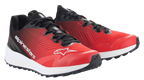 Alpinestars Meta Road V2 Shoes, scarpe sportswear, rosso, nero e bianco, design a profilo basso con tomaia in mesh traspirante rossa, dettagli e lacci neri, logo Alpinestars bianco e intersuola ammortizzata bianca