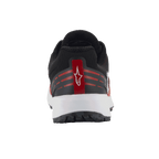 Scarpe Alpinestars Meta Road V2, scarpe sportswear, rosso, nero e bianco, vista posteriore con dettaglio del tallone e logo Astars bianco su striscia rossa, accenti rossi orizzontali, tomaia in mesh nera e intersuola bianca