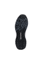 Scarpe Alpinestars Meta XR V2, vista della robusta suola in gomma, suola esterna nera e grigio scuro con motivo di trazione tassellato, marchio Alpinestars bianco al centro, progettata per un'aderenza superiore su terreni off-road e superfici sporche