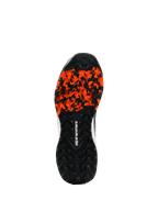 Scarpe Alpinestars Meta XR V2, robusta suola in gomma, nero e arancione, con battistrada ad alta trazione per superfici sporche, logo Alpinestars bianco, resistente all'olio e anatomicamente ottimizzata per il grip off-road