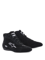 Scarpe Alpinestars SP V2, scarpe da corsa auto, nero, design alto in camoscio con logo a stella ricamato bianco e marchio SP, suola sottile specifica per F1 per una sensibilità precisa sui pedali, calzature professionali per motorsport