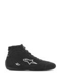 Scarpe Alpinestars SP V2, calzature per automobilismo, camoscio nero con logo a stella Alpinestars bianco, profilo high-top, chiusura con lacci, suola racing ultra-sottile, design motorsport elegante