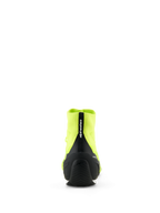 Alpinestars Supertech K Shoes - FIA, scarpe da karting, giallo fluo e nero, vista posteriore con contrafforte del tallone in TPU iniettato nero e tirante con marchio Alpinestars, costruzione della tomaia in maglia, suola in gomma sottile progettata per prestazioni da corsa.