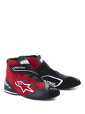 Alpinestars SP+ Shoes, scarpe racing alte, nero e rosso, in camoscio e pelle, logo a stella bianco sul lato, cinturino regolabile in velcro, calzature professionali da motorsport con supporto per la caviglia