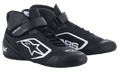 Alpinestars Youth Tech-1 K V2 Karting Shoes, scarpe da karting per ragazzi, nero e bianco, calzature da corsa high-top con doppio sistema di chiusura con lacci e cinturino, pannelli traforati traspiranti e logo bianco per giovani piloti