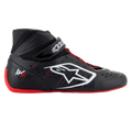 Alpinestars Tech-1 KX V3 Shoes, scarpe da corsa karting, nero, bianco e rosso, profilo laterale con costruzione termosaldata senza cuciture, grande logo bianco laterale, design alto con cinturino in velcro e sottile suola in gomma rossa