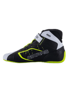 Scarpe Alpinestars Tech-1 KX V3 - FIA, scarpe da karting, nero, bianco e giallo fluo, profilo sottile con branding ASTARS laterale, cinturino regolabile e accenti fluorescenti, calzature da corsa leggere