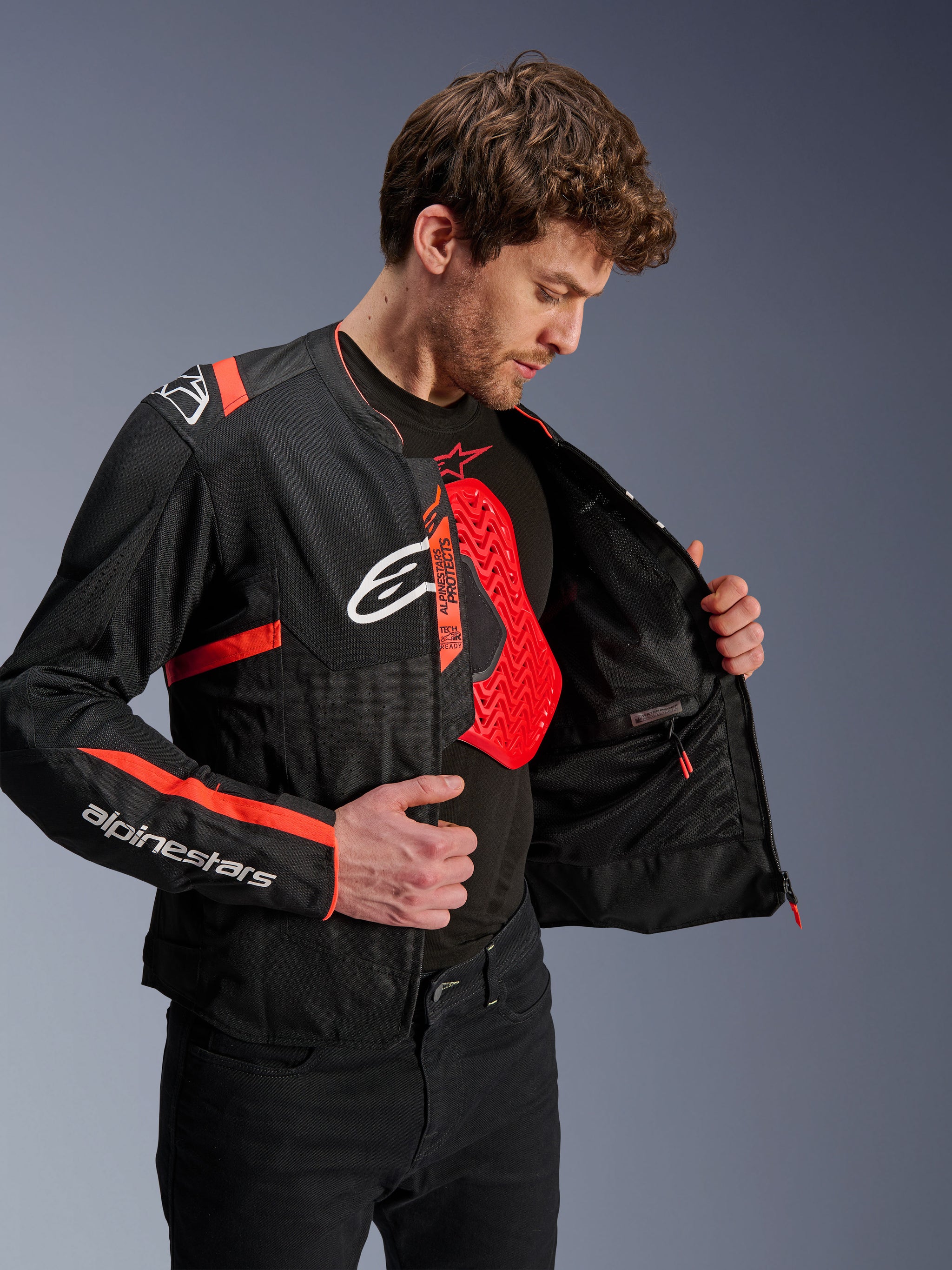 Alpinestars Giacca da uomo Tex, per motociclette, colore nero, taglia L, nero/bianco Alpinestars Giacca da uomo Tex, per motociclette, colore nero, taglia L, nero/bianco