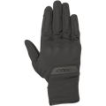 Guanti Alpinestars C1 Windstopper V2, guanti da moto urban, nero, vista dall'alto del dorso della mano, costruzione in tessuto antivento, protezione nocche integrata e discreta, marchio Alpinestars sul polsino