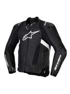 Alpinestars Giacca In Pelle Missile V3, giacca da moto sportiva da uomo, nera e bianca, in pelle bovina premium con protezioni CE e cursori sulle spalle