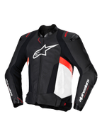 Giacca in pelle Alpinestars Missile V3, giacca da moto sportiva da uomo, nera, bianca e rosso fluo, in pelle bovina premium, certificata CE