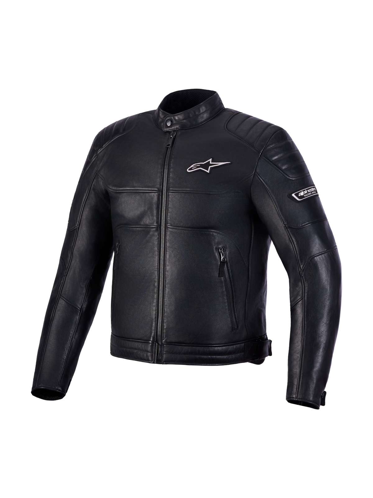 Alpinestars Revern Giacca di pelle, giacca da moto nera in pelle bovina stile urban, certificata CE