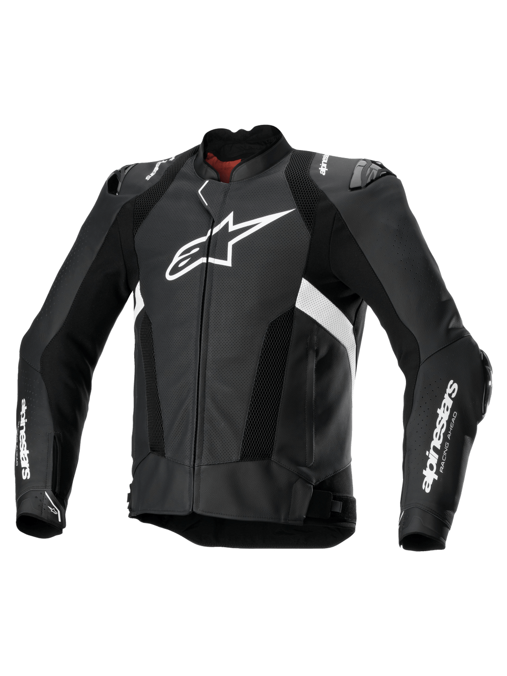 Alpinestars Giacca In Pelle Missile V3 Airflow, giacca sportiva da moto traforata da uomo in nero e bianco, pelle bovina con protezioni su spalle e gomiti, compatibile con Tech-Air