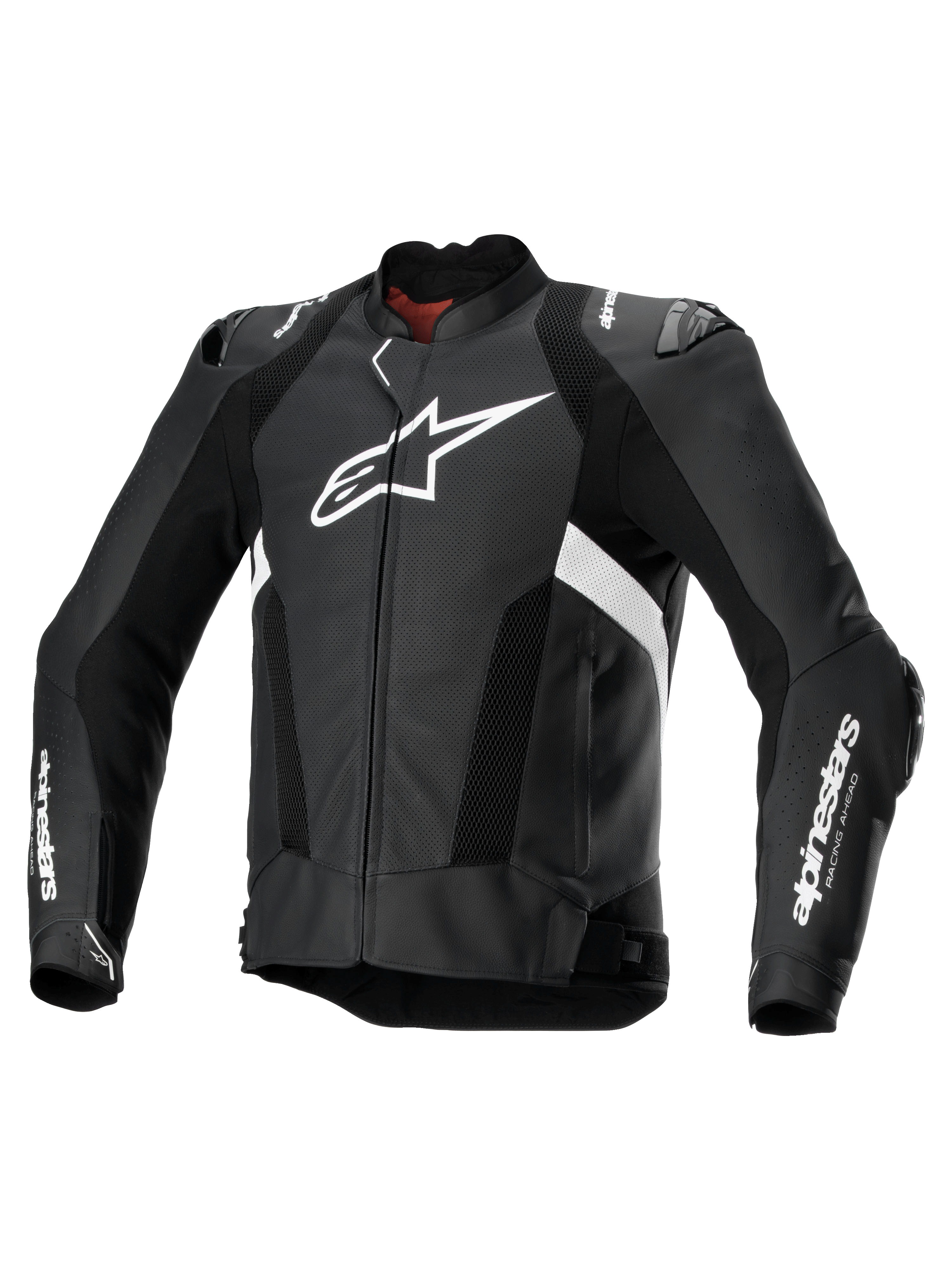 Alpinestars Giacca In Pelle Missile V3 Airflow, giacca sportiva da moto traforata da uomo in nero e bianco, pelle bovina con protezioni su spalle e gomiti, compatibile con Tech-Air