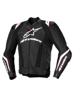 Alpinestars Giacca In Pelle Missile V3 Ignition, giacca da moto sportiva da uomo, nera e bianca con dettagli rossi, in pregiata pelle bovina, certificata CE Classe AA