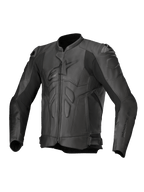 Alpinestars Giacca in Pelle Dusk, giacca da moto racing nera in pelle, slider DFS e protezioni Nucleon PLASMA, certificata CE
