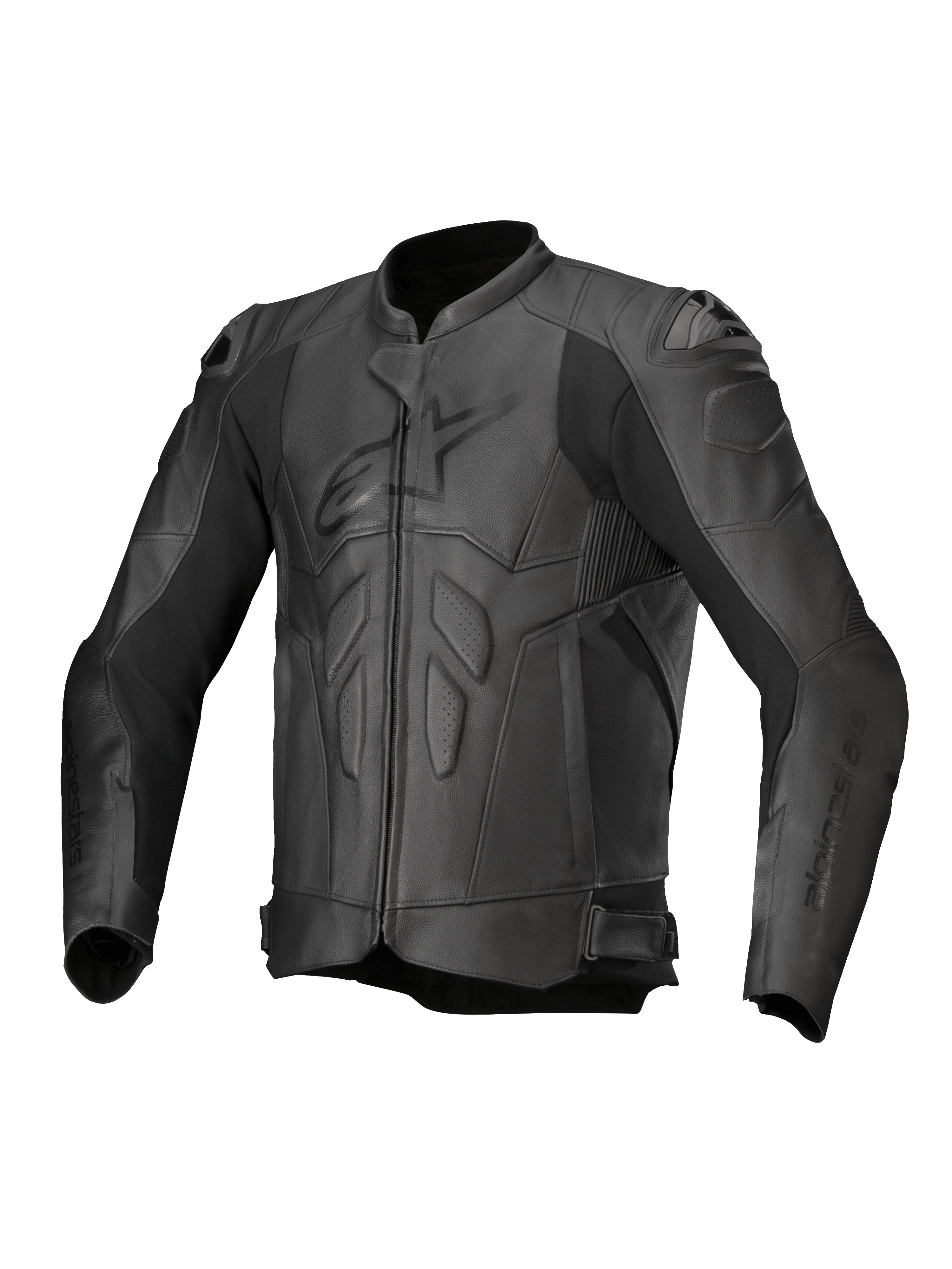 Alpinestars Giacca in Pelle Dusk, giacca da moto racing nera in pelle, slider DFS e protezioni Nucleon PLASMA, certificata CE