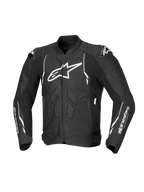 Alpinestars Giacca in pelle Dusk, giacca da moto racing da uomo, nera e bianca, pelle bovina premium, protezioni Nucleon PLASMA e slider DFS, certificata CE AA, predisposta per Tech-Air®.