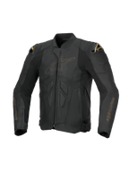 Alpinestars Giacca In Pelle Dusk, giacca da moto racing da uomo, nero, pelle bovina con slider DFS e protezioni Nucleon PLASMA.