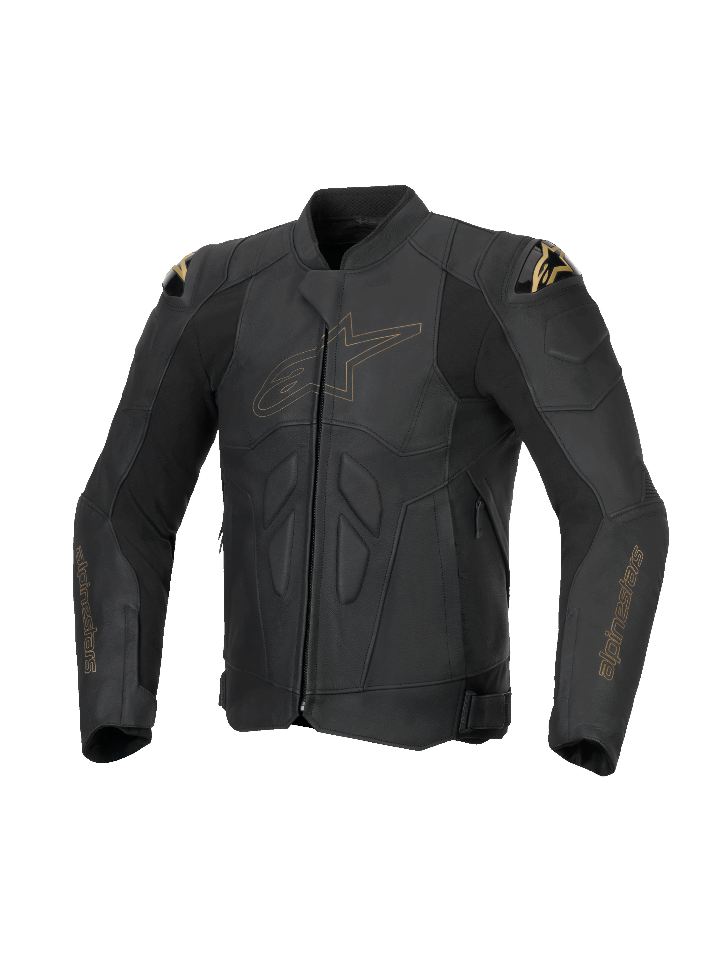 Alpinestars Giacca In Pelle Dusk, giacca da moto racing da uomo, nero, pelle bovina con slider DFS e protezioni Nucleon PLASMA.