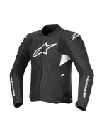 Alpinestars Giacca In Pelle Dusk Airflow, giacca da moto sportiva da uomo in nero e bianco, con perforazioni estese, protezioni spalle DFS e certificazione CE Classe AA