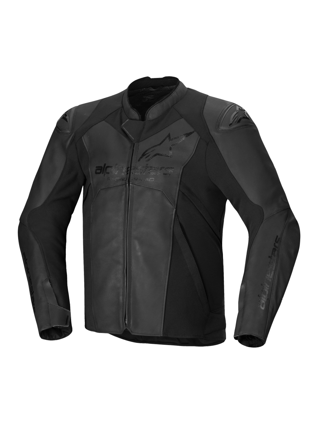Alpinestars Giacca In Pelle Faster V3, giacca da moto sportiva da uomo, nera, in pelle premium con inserti elasticizzati e protettori CE