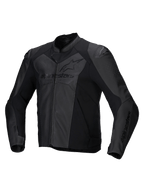 Alpinestars Giacca In Pelle Faster V3 Airflow, giacca da moto sportiva da uomo in nero, con pannelli traforati e protezioni sulle spalle
