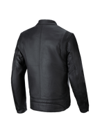 Alpinestars giacca in pelle Dyno, giacca da moto urban da uomo in pelle bovina nera, vista posteriore, stile heritage con protezioni Nucleon Flex Plus.
