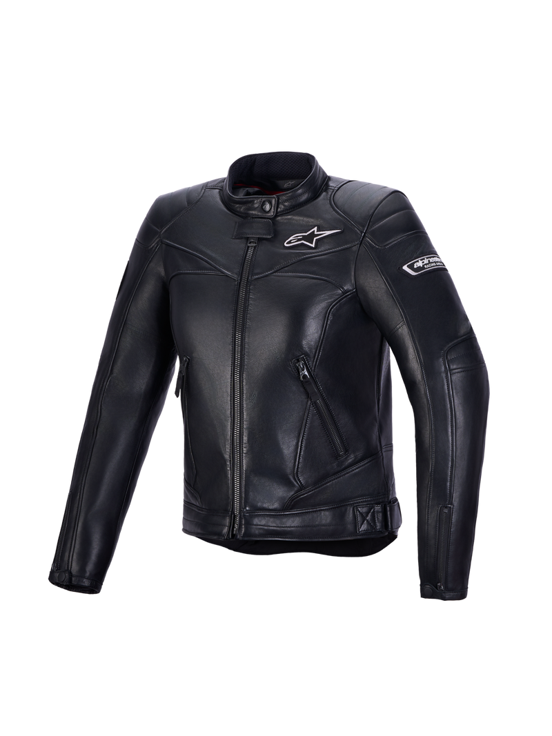 Alpinestars Revea Women Leather Jacket, Black, CE certified motorcycle jacket with premium bovine leather construction and heritage styling