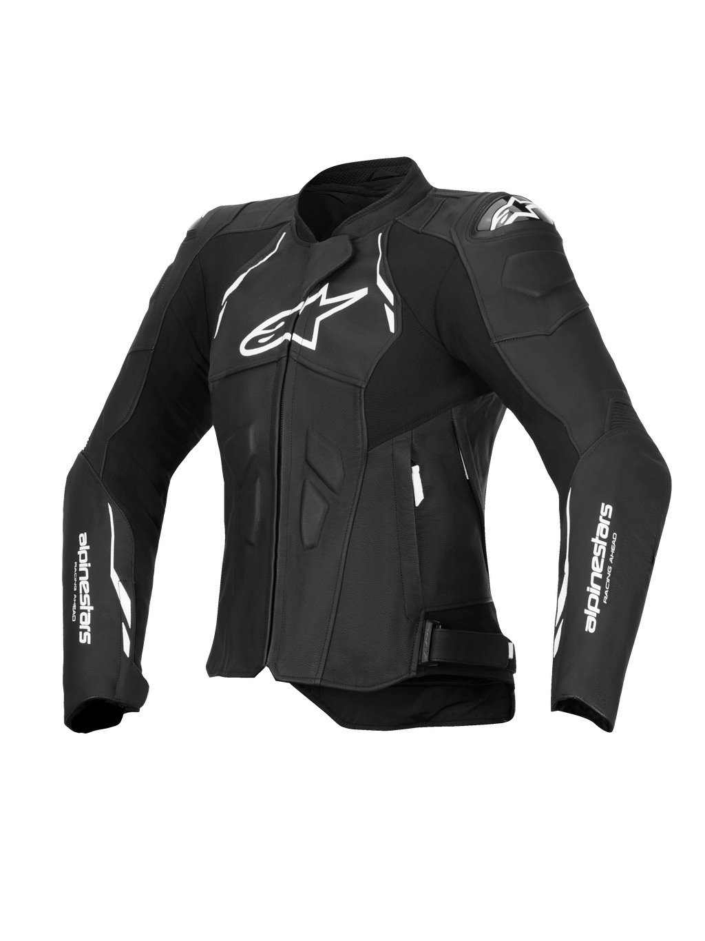 Alpinestars Giacca In Pelle Stella Dusk, giacca da moto sportiva da donna, nera e bianca, con protezioni spalle DFS e certificazione CE