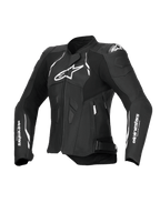 Alpinestars Giacca In Pelle Stella Dusk, giacca da moto sportiva da donna, nera e bianca, con protezioni spalle DFS e certificazione CE