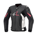 Giacca in pelle Alpinestars Stella GP Plus V4 da donna, giacca da moto racing, nera con accenti bianchi e Diva Pink, costruzione in pelle premium, dotata di cerniere frontali e addominali, cinghie regolabili in vita e spalle imbottite, design dalla silhouette femminile