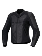 Giacca in pelle Alpinestars Stella Faster V3, giacca da moto sportiva da donna, nero e grigio scuro, costruzione in pelle premium e tessuto con pannelli elasticizzati HRSF, protezione certificata CE, colletto alto e zip frontale completa, vestibilità sportiva di derivazione racing