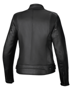 Alpinestars Giacca In Pelle Stella Dyno, giacca da moto in pelle da donna, vista posteriore, nera, costruzione in pelle bovina premium